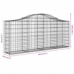 Gabionen mit Hochbogen 9 Stk. 200x30x80/100 cm Verzinktes Eisen