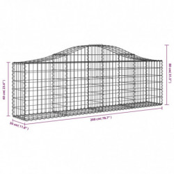 Gabionen mit Hochbogen 3 Stk. 200x30x60/80 cm Verzinktes Eisen