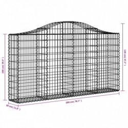 Gabionen mit Hochbogen 15Stk. 200x30x100/120cm Verzinktes Eisen