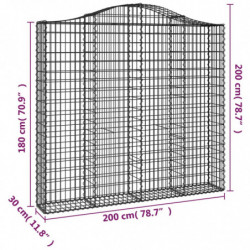 Gabionen mit Hochbogen 6 Stk. 200x30x180/200cm Verzinktes Eisen