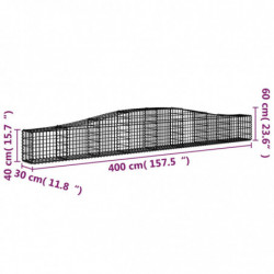 Gabionen mit Hochbogen 9 Stk. 400x30x40/60 cm Verzinktes Eisen