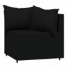 4-tlg. Garten-Lounge-Set mit Kissen Schwarz Poly Rattan