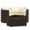 4-tlg. Garten-Lounge-Set mit Kissen Braun Poly Rattan