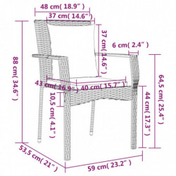 9-tlg. Garten-Essgruppe mit Kissen Schwarz Poly Rattan