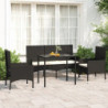 4-tlg. Garten-Lounge-Set mit Kissen Schwarz Poly Rattan