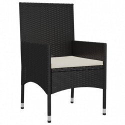 4-tlg. Garten-Lounge-Set mit Kissen Schwarz Poly Rattan