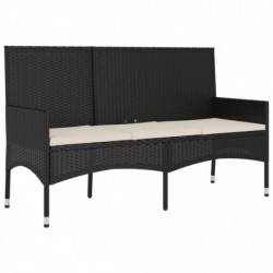 4-tlg. Garten-Lounge-Set mit Kissen Schwarz Poly Rattan