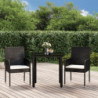 3-tlg. Garten-Essgruppe mit Kissen Schwarz Poly Rattan