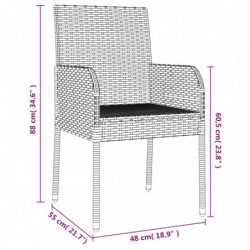 11-tlg. Garten-Essgruppe mit Kissen Schwarz Poly Rattan