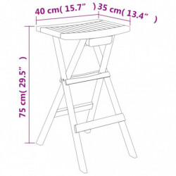 5-tlg. Bar-Set Klappbar Massivholz Teak