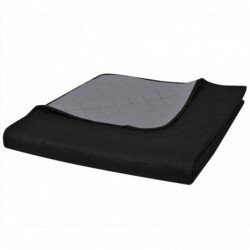 Zweiseitige Steppdecke Bettüberwurf Tagesdecke Schwarz/Grau 170x210cm