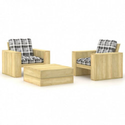 3-tlg. Garten-Lounge-Set...