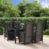 5-tlg. Garten-Essgruppe mit Kissen Schwarz Poly Rattan