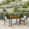 3-tlg. Garten-Essgruppe mit Kissen Schwarz Poly Rattan