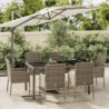 7-tlg. Garten-Essgruppe mit Kissen Grau Poly Rattan