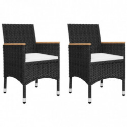 3-tlg. Bistro-Set Damir Poly Rattan und Hartglas Schwarz