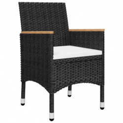 3-tlg. Bistro-Set Damir Poly Rattan und Hartglas Schwarz