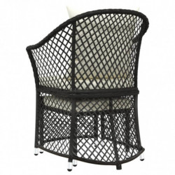 2-tlg. Garten-Lounge-Set mit Kissen Schwarz Poly Rattan