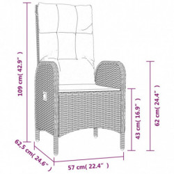 5-tlg. Garten-Essgruppe mit Kissen Schwarz Poly Rattan