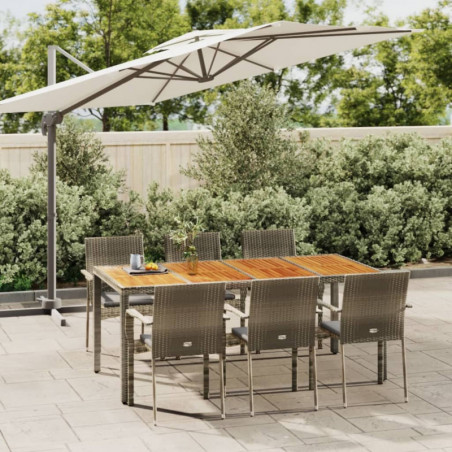 7-tlg. Garten-Essgruppe mit Kissen Grau Poly Rattan