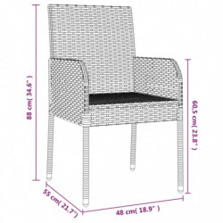 3-tlg. Garten-Essgruppe mit Kissen Schwarz Poly Rattan