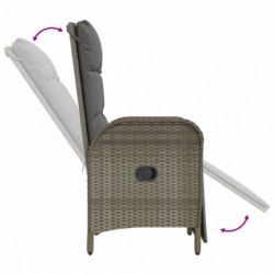 5-tlg. Garten-Essgruppe mit Kissen Grau Poly Rattan