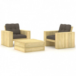 3-tlg. Garten-Lounge-Set...