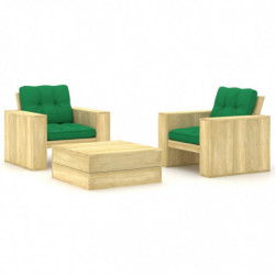 3-tlg. Garten-Lounge-Set...