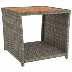 Beistelltisch mit Holzplatte Grau Poly Rattan & Akazienholz