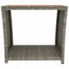 Beistelltisch mit Holzplatte Grau Poly Rattan & Akazienholz