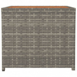 Beistelltisch mit Holzplatte Grau Poly Rattan & Akazienholz