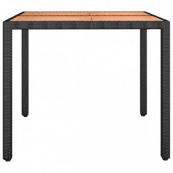 Gartentisch mit Holzplatte Schwarz Poly Rattan & Akazienholz