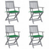 Klappbare Gartenstühle 4 Stk. mit Sitzkissen Massivholz Akazie