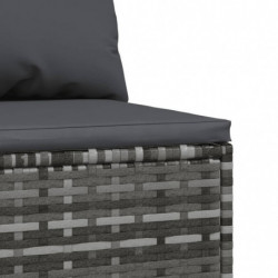 Garten-Mittelsofa mit Kissen Grau Poly Rattan