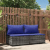 Garten-Mittelsofas mit Kissen 2 Stk. Grau Poly Rattan