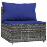 Garten-Mittelsofas mit Kissen 2 Stk. Grau Poly Rattan