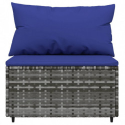 Garten-Mittelsofas mit Kissen 2 Stk. Grau Poly Rattan