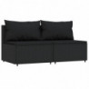 3-tlg. Garten-Lounge-Set mit Kissen Schwarz Poly Rattan