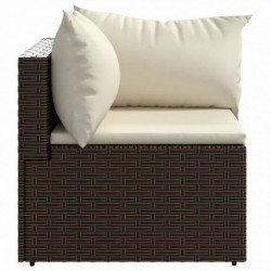 Garten-Ecksofas mit Kissen 2 Stk. Braun Poly Rattan