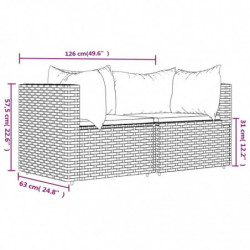 Garten-Ecksofas mit Kissen 2 Stk. Braun Poly Rattan