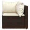 4-tlg. Garten-Lounge-Set mit Kissen Braun Poly Rattan