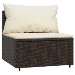 4-tlg. Garten-Lounge-Set mit Kissen Braun Poly Rattan