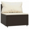 4-tlg. Garten-Lounge-Set mit Kissen Braun Poly Rattan