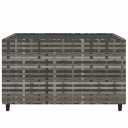 4-tlg. Garten-Lounge-Set mit Kissen Grau Poly Rattan