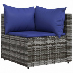 Garten-Ecksofa mit Kissen Grau Poly Rattan