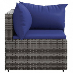 Garten-Ecksofa mit Kissen Grau Poly Rattan