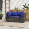 Garten-Ecksofas mit Kissen 2 Stk. Grau Poly Rattan