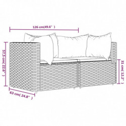 Garten-Ecksofas mit Kissen 2 Stk. Grau Poly Rattan