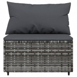 Garten-Mittelsofas mit Kissen 2 Stk. Grau Poly Rattan