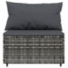 Garten-Mittelsofas mit Kissen 2 Stk. Grau Poly Rattan